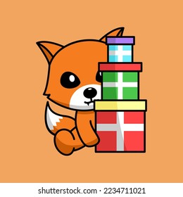 Vector illustration of cute and chubby fox
