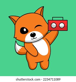 Vector illustration of cute and chubby fox