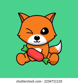 Vector illustration of cute and chubby fox