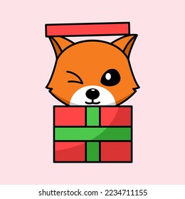 Vector illustration of cute and chubby fox