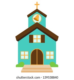 Vector Illustration of a Cute Church or Chapel