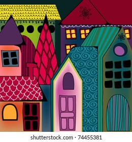 Vector illustration of cute cityscape