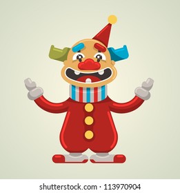 Vector illustration, cute clown, cartoon concept,