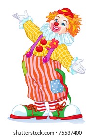 Vector illustration, cute clown, cartoon concept, white background.