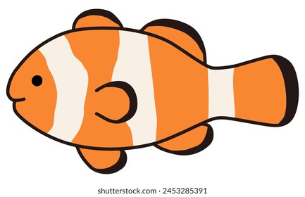 Vector illustration of cute clownfish. Fish, icon, sea, aquarium
