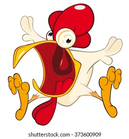 Vector Illustration of a Cute Cockerel. Cartoon Character