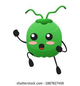 vector illustration of cute coconut fruit or character keep spirit. cute coconut fruit Concept White Isolated. Flat Cartoon Style Suitable for Landing Page, Banner, Flyer, Sticker.