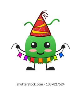 ilustración vectorial de la cinta de color de color del lindo fruto del coco o del personaje. linda fruta de coco Concepto Blanco aislado. Estilo de caricatura plana Adecuado para Aterrizar Página, Cartel, Volante, Pegatina.