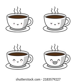 vector illustration of cute coffee cup emoji