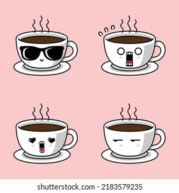 ilustración vectorial de la taza de café linda emoji