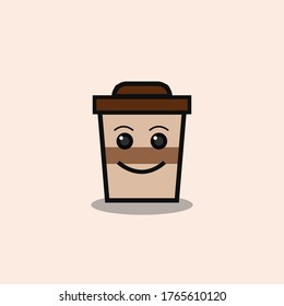 Vector illustration of a cute coffee drink character. smile character. funny drink mascot