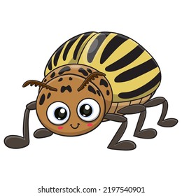 vector illustration of cute colorado potato beetle cartoon. 