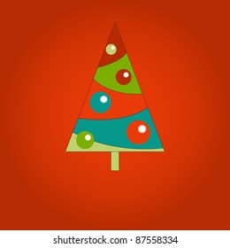 Vector illustration of cute colored Christmas tree