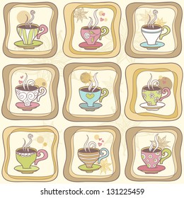 Vector illustration with cute colorful cups