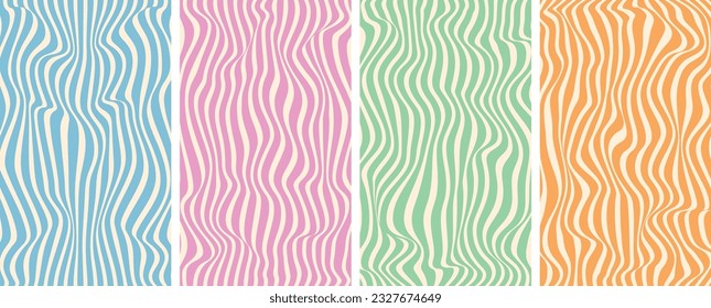Ilustración vectorial de un lindo y colorido patrón liquefy sin fisuras de líneas de fluido abstracto en el estilo de la plantilla de cubierta de papel pintado.