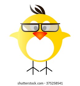 Vector illustration of cute comic chicken, isolated on the white background. Series of Animals and Insects Illustrations. EPS 10.