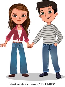 Vector illustration of the cute couple.