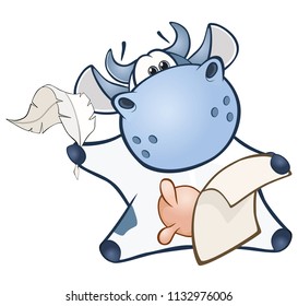 Vector Illustration of a Cute Cow. Cartoon Character