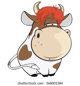 Vector Illustration of a Cute Cow. Cartoon Character