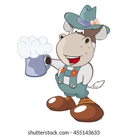 Vector Illustration of a Cute Cow. Cartoon Character