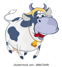 Vector Illustration of a Cute Cow. Cartoon Character