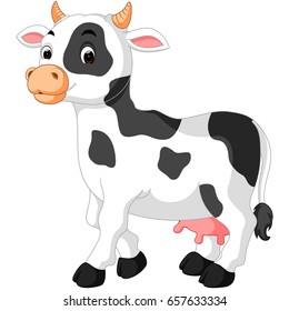 vector illustration of Cute cow cartoon