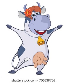 Vector Illustration Cute Cow Cartoon Character Stock Vector (Royalty ...