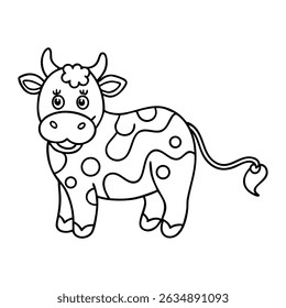 Vector illustration of a cute cow isolated on a white background
