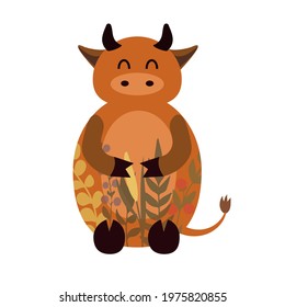 Vector illustration of a cute cow on white background