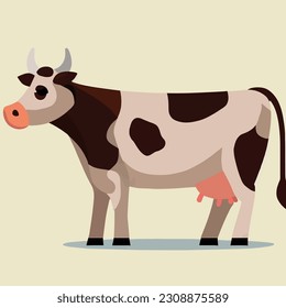 vector illustration of a cute cow on plain background