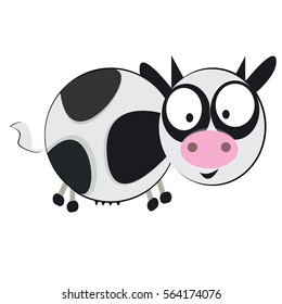 Vector illustration of cute cow on white background. Funny cow logo.