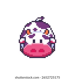 Vector Illustration of Cute Cow with Pixel Art Design, perfect for game assets themed designs