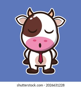 vector illustration of cute cow 
standing