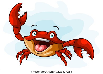 Vector illustration of cute crab cartoon isolated on white background