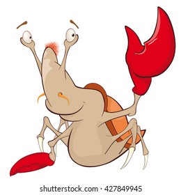 Vector Illustration of a Cute Crab. Cartoon Character 