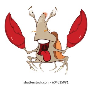 Vector Illustration of a Cute Crab. Cartoon Character 