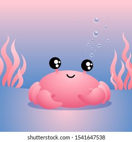 Vector illustration of a cute crab in gentle colors
