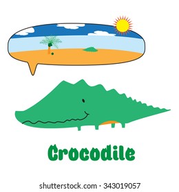 Vector illustration of Cute Crocodile cartoon