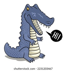 vector illustration with cute crocodile for kids t shirt design