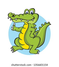 Vector illustration of cute crocodile with thumb up.