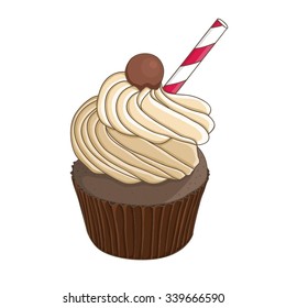 Vector illustration with cute cupcake