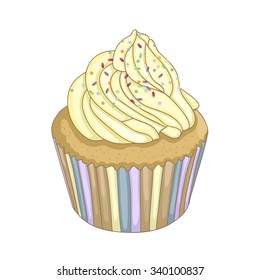 Vector illustration with cute cupcake