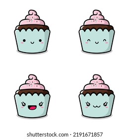vector illustration of cute cupcake emoji