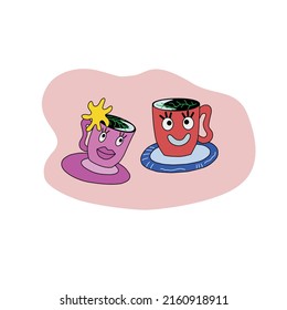 vector illustration with cute cups