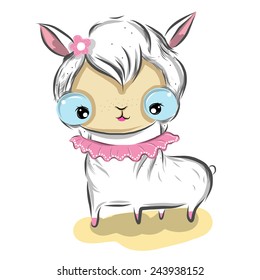 vector illustration of cute cute-Alpaca  cartoon drawing style