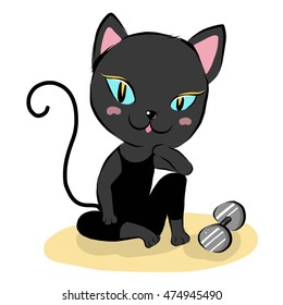 vector illustration of cute cute-cat cartoon drawing style