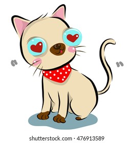vector illustration of cute cute-cat cartoon drawing style
