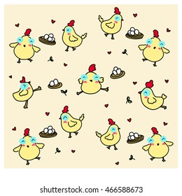 vector illustration of cute cute-chicken drawing style