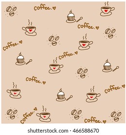 vector illustration of cute cute-coffee drawing style