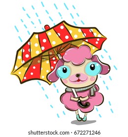 vector illustration of cute cute-dog-poodle cartoon drawing style
